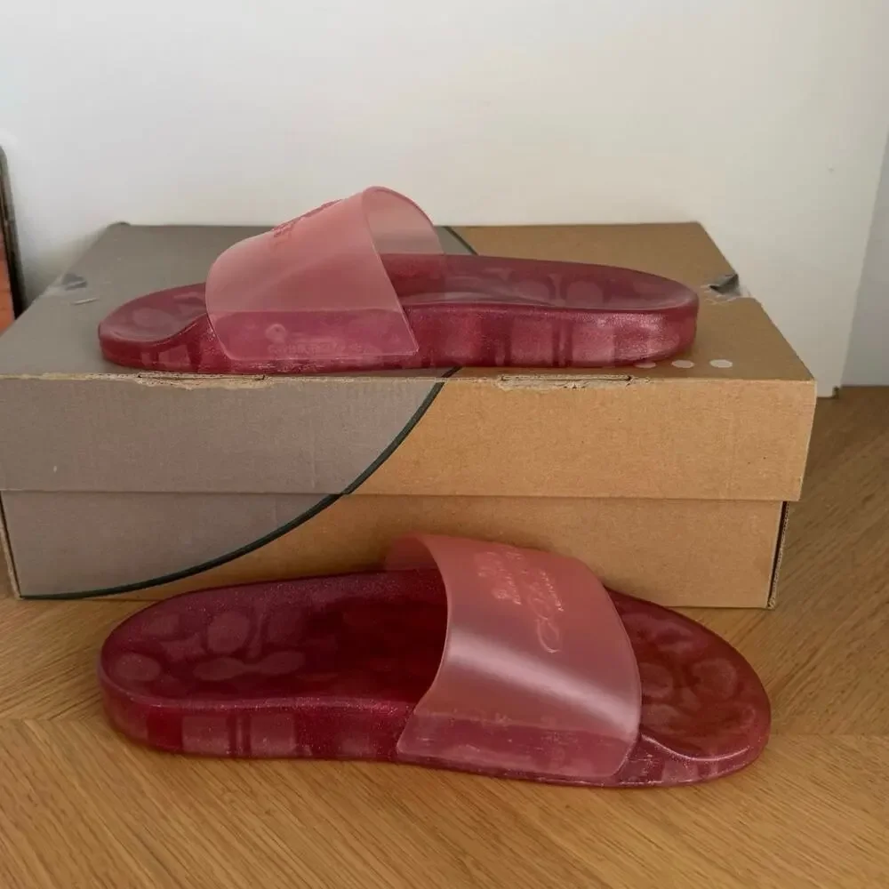 Coach Ulyssa Pink Jelly Women Pool Slides Sandals - SZ 7